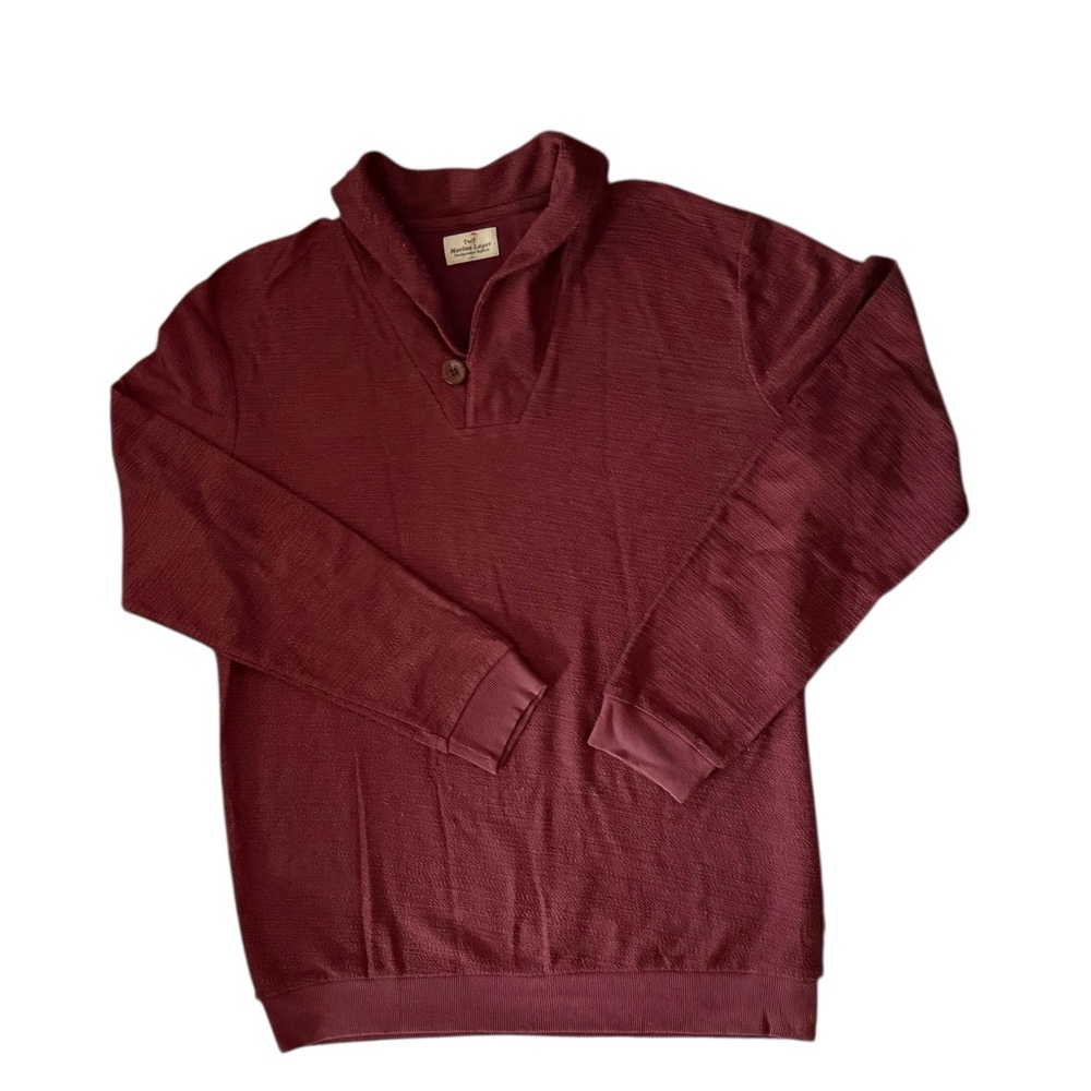 Marine Layer Shawl Neck Button Pullover Sweatshirt Sz L